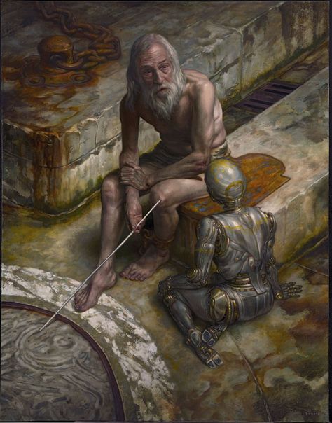 Prometheus, A.I. Artwork by Donato Giancola Donato Giancola, Robot Images, Electric Sheep, Toned Paper, Realism Art, Cyberpunk Art, Fantastic Art, Sci Fi Art, Fantasy Artwork