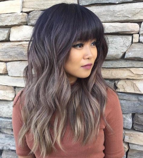 Brown Hair With Bangs, Brown Ombre Hair Color, Best Ombre Hair, Haircuts Long, Ash Brown Hair, Brown Ombre Hair, Brown Hair Dye, Brunette Balayage Hair, Hair With Bangs