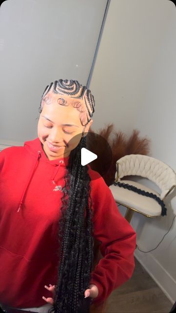 Freestyle Boho Stitch Braids, Stitch Braids With Boho, Freestyle Stitch Braids With Curls, Boho Stitch Braids With Design, Bohemian Stitch Braids, Boho Stitch Braids, Stitch Braids With Curls, Freestyle Stitch Braids, Straight Back Braids