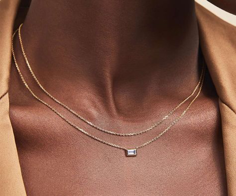 Can’t Get That Knot Out? Don’t Worry—Here’s How To Untangle a Necklace Mejuri Jewelry, Baguette Diamond Necklace, Aquamarine Birthstone, Silver Diamond Necklace, Double Layer Necklace, Zircon Necklace, Aquamarine Necklace, Charm Chain, Layer Necklace