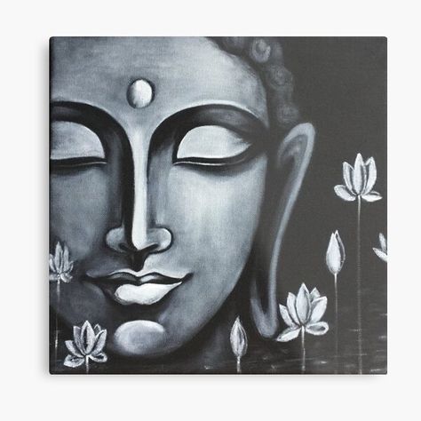 Arte Ganesha, Buddha Painting Canvas, Buddha Art Drawing, Black Canvas Paintings, Buddha Face, Buddha Art Painting, Afrikaanse Kunst, Lord Buddha, Buddha Painting