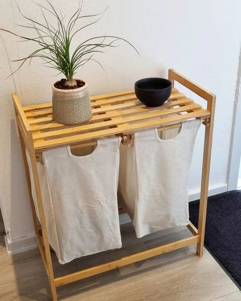 Hamper In Small Bathroom, Small Laundry Hamper Ideas, Laundry Storage Bedroom, Laundry Basket Small Space, Small Space Laundry Basket, Hamper Solutions Small Spaces, Hamper Small Space, Laundry Basket Ideas For Bathroom, Small Bathroom Clothes Storage