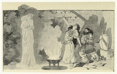 At Saul's request, the witch of Endor summons the spirit of Samuel Saul And The Witch Of Endor Craft, The Witch Of Endor, Witch Of Endor, Types Of Resources, New York Public Library, The Witch, Picture Collection, Still Image, Public Library