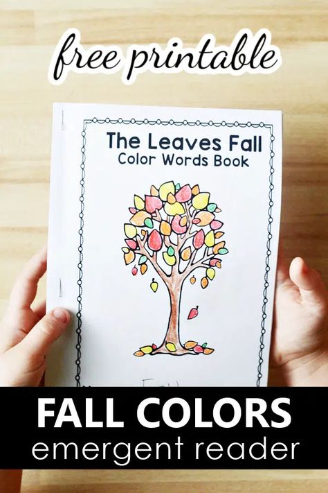 Free Printable Fall Color Words Emergent Reader for PreK and Kinder Craftivity Kindergarten, Fall Craftivity, Preschool Color Theme, Emergent Readers Free, Preschool Theme Activities, Reading Printables, Phonics Activity, Color Words, Fall Preschool Activities