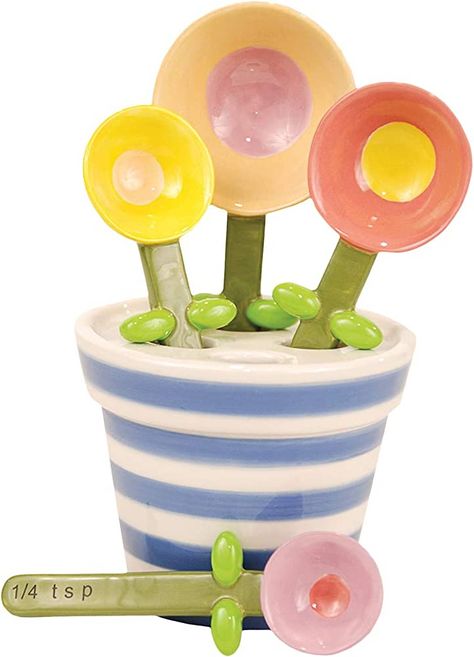 180 Degrees Flower Pot Measuring Spoon Baking Set, Ceramic : Amazon.ca: Home Baking Measurements, Measuring Cups And Spoons, Measuring Cups Set, Tidy Kitchen, Ceramic Flower Pots, Baking Set, Cool Kitchen Gadgets, Make A Gift, Spoon Set