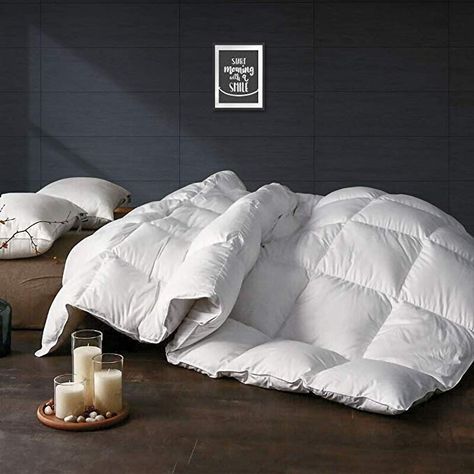 Amazon.com: APSMILE All Season Goose Down Comforter - Ultra-Soft Egyptian Cotton, 750 Fill Power 47 Oz Quilted Fluffy Medium Warmth Duvet Insert (Full/Queen, Solid White): Home & Kitchen Fluffy Duvet, Down Blanket, Gel Pillow, Down Comforters, Goose Feather, Quilt Comforter, Goose Feathers, Down Comforter, Bedding Stores