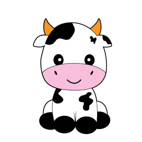 Cow Images Clip Art, How To Draw A Cow Face, Cow Sitting Drawing, How To Draw A Cute Cow, Baby Cow Drawing Easy, Cow Face Drawing, Cow Drawing Cute, Baby Cow Drawing, Cartoon Cow Face