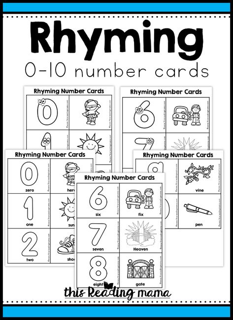 Rhyming Number Cards (0-10) - This Reading Mama Number Rhymes Preschool, Penguin Puppet, Number Rhymes, Rhyming Preschool, Reading Readiness, Early Childhood Education Resources, Free Printable Numbers, Free Homeschool Printables, Maths Ideas