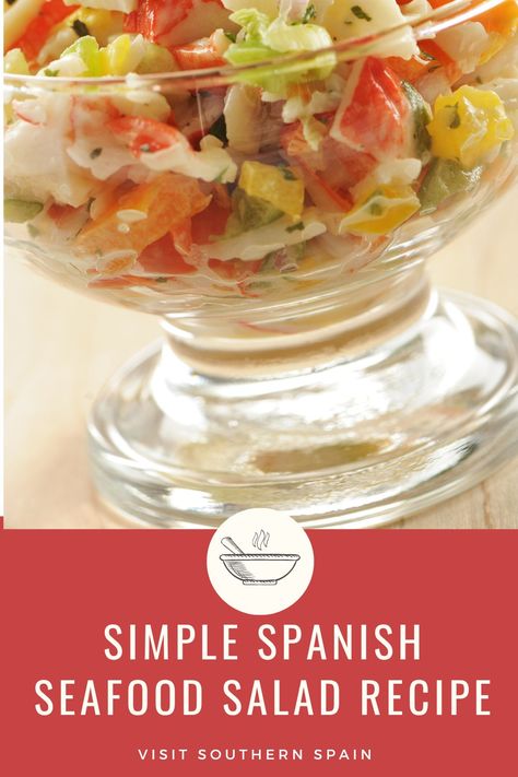 Spanish Seafood Salad, Crabmeat Recipes, Shrimp And Crab Salad, Spanish Salad, Octopus Salad, Prawn Salad, Sea Food Salad Recipes, Crab Salad Recipe, Grilled Octopus