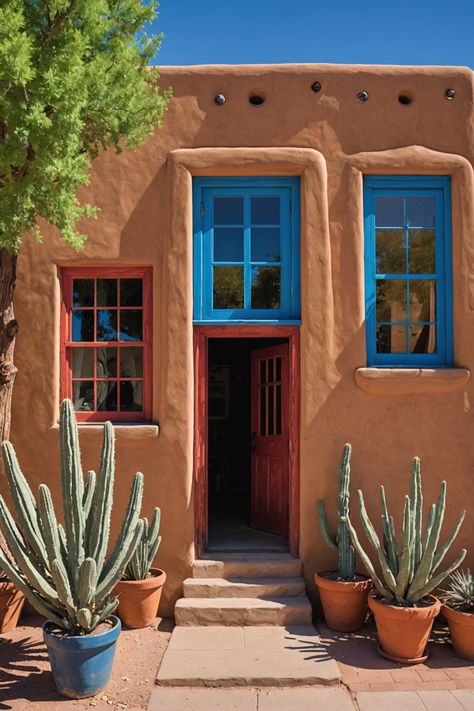 Art in the High Desert: Exploring the Vibrant Art Scene of Santa Fe Modern New Mexico Home, Santa Fe New Mexico Homes, Santa Fe New Mexico Aesthetic, New Mexico Architecture, Santa Fe Architecture, New Mexico Aesthetic, Santa Fe Interiors, Mexican Ideas, Sante Fe New Mexico