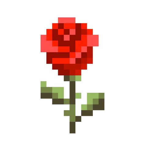 Flor Minecraft, Minecraft Rose, Minecraft Flowers Pixel Art, Rose Pixel Art, Hearts Pixel Art, Pixel Art Flower, Flower Pixel Art, Pixel Rose, Minecraft Flowers