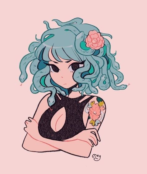 Pride Icons, Medusa Gorgon, Medusa Art, Pfp Ideas, Cute Art Styles, Kawaii Drawings, Character Development, Art Inspiration Drawing, A Drawing