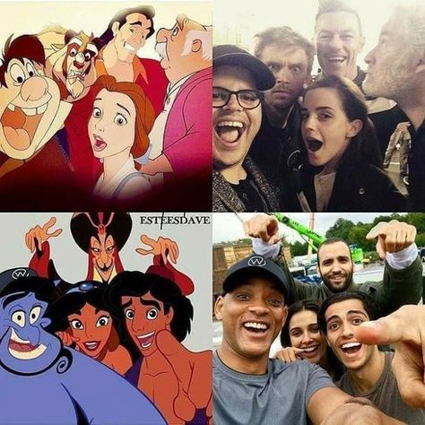 Beauty and the Beast 1991 and 2017 and Aladdin 1992 and 2019 Foto Disney, Image Princesse Disney, Disney Theory, Drawing Hands, Disney Cast, 디즈니 캐릭터, Funny Disney Memes, Prințese Disney, Funny Disney Jokes