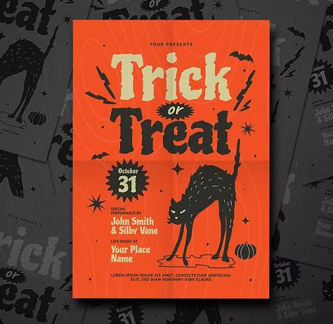 Retro Halloween Event Flyer Template AI, PSD Halloween Club Party, Halloween Club, Photo Signature, Halloween Party Poster, Halloween Retro, Halloween Flyer, Graphic Arts Illustration, Event Flyer Templates, Halloween Illustration