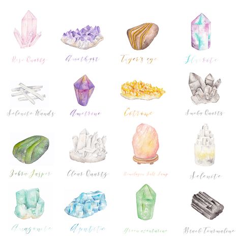 Crystals Art Drawing, Watercolor Crystal, Watercolor Crystals, Blurry Images, Crystals Watercolors, Crystal Illustration, Crystal Room Decor, Crystals Art, Power Of Crystals