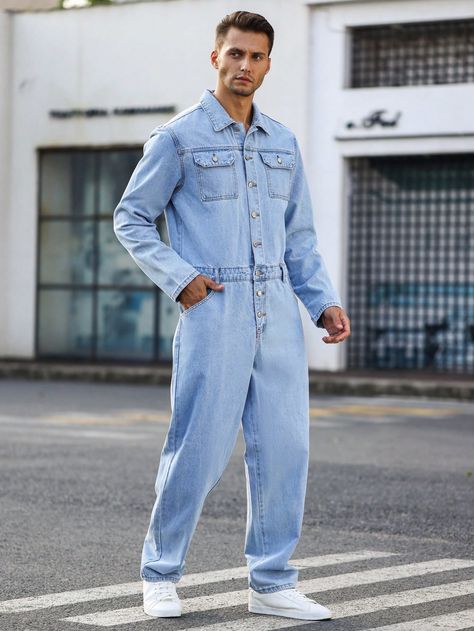 Mens Overalls Outfits, Denim Dungarees Outfit, Dungaree Outfit, Denim Jumpsuit Overalls, Denim Outfit Men, Denim Jumpsuits, Men Jumpsuit, Mens Overalls, Denim Dungarees