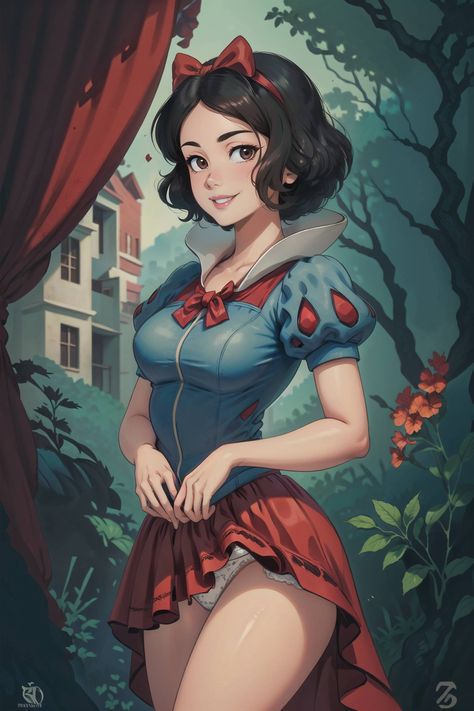 Alternative Snow White, Disney Pinup Art, Bad Disney Princess Dark Side, Bad Disney Princess, Dark Disney Princess Art, Punk Disney Characters, Gothic Disney Princesses, Hipster Disney Princess, Disney Gone Bad