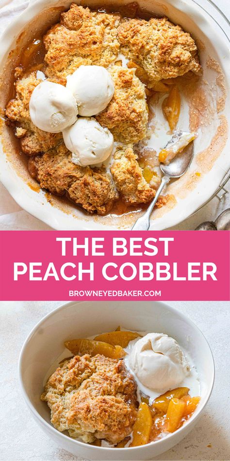 Best Peach Cobbler Recipe, The Best Peach Cobbler, Best Peach Cobbler, Easy Peach Cobbler, Easy Peach Cobbler Recipe, Cobbler Topping, Peach Cobbler Easy, Biscuit Dough, Peach Cobbler Recipe