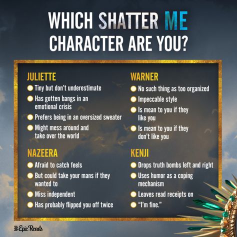 Shatter Me Reading Order, Shatter Me Quiz, Shatter Me Kenji And Nazeera, Shatter Me Characters, Shatter Me Funny, Shatter Me Fanart, Empty Quotes, Kenji Kishimoto, Shatter Me Warner