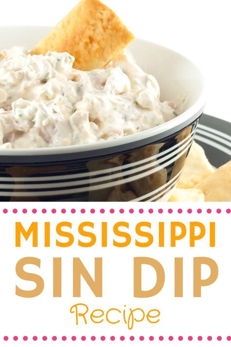 Mississippi Sin Dip recipe is filled with cheese, ham, sour cream and other delicious ingredients. This Mississippi Sin Dip is served in a bread bowl. Delicious food appetizer perfect for summer party food. Easy make ahead dip recipe for game day, potluck recipes. Dips And Appetizers Easy Cold, Mississippi Sin Dip Recipe, Easy Dips For A Party Appetizers, Summer Dips And Appetizers, Summer Dip Recipes, Mississippi Sin Dip, Sin Dip, Party Food Easy, Summer Party Food