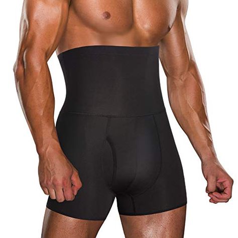 TAILONG Men Tummy Control Shorts High Waist Slimming Underwear Body Shaper Seamless Belly Girdle Boxer Briefs (Black ... Body Shaper For Men, Body Trainer, Tummy Shaper, Men Waist, Slim Shapewear, Lose Inches, Everyday Clothes, Chino Pants Men, Tummy Tucks