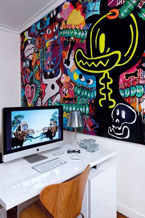 Wall Mural Graffiti, Home Office Walls, Graffiti Bedroom, Background Home, Graffiti Wall Art, Graffiti Wall, Office Walls, Room Inspiration Bedroom, Be Ready