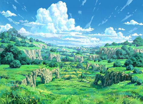 ArtStation - Magic x Ghibli / Basic Lands : Plains, Camille Sule Fantasy Plains Landscape, Fantasy Plains, Sheep Girl, Shape Language, Plains Landscape, Environment Painting, Ghibli Studio, Game Concept Art, Nature Drawing