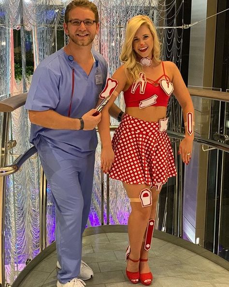 Operation Costume, Diy Halloween Costumes For Couples, Couple Costume Ideas, Easy Halloween Costumes For Women, Halloween Costumes Diy Couples, Funny Couple Costumes, Costumes For Couples, Funny Couple Halloween Costumes, Costumes Funny