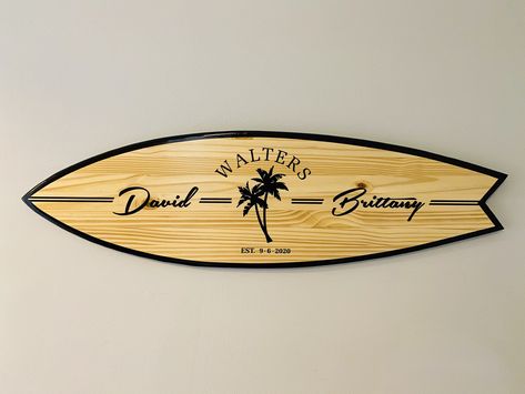 Customized Wedding Surfboard Sign, Wedding Gift, Wedding Sign, Autograph Wedding Surfboard, Wedding name sign, Wall Art, Surf Decor, by FollowYourWave on Etsy Surfboard Wedding, Wedding Name Sign, Surfboard Sign, Signs For Wedding, Beach Wedding Gifts, Surfboard Decor, Tiki Decor, Party Barn, Surf Decor