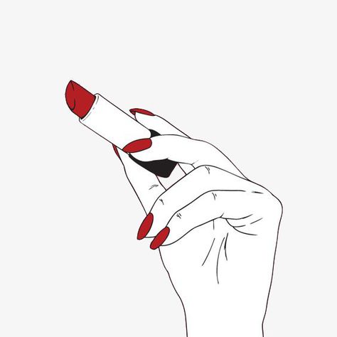 Red Lipstick Drawing, Hand Holding Lipstick Drawing, Drawing With Lipstick, Hand Holding Lipstick, Lipstick Illustration, Be Brave Tattoo, Lipstick Tattoos, Red Illustration, Makeup Illustration