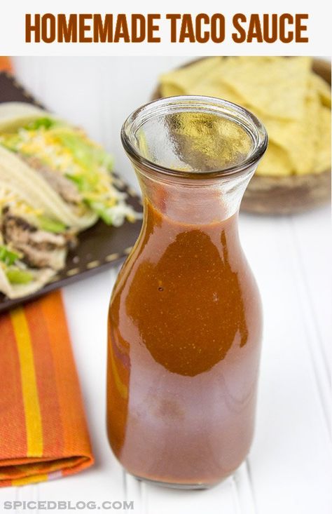 Homemade Taco Sauce - 20 minute recipe! Homemade Taco Sauce, Taco Sauce Recipes, Homemade Sauce Recipes, How To Make Taco, Hot Sauce Recipes, Taco Sauce, Salad Recipes For Dinner, Homemade Seasonings, Homemade Tacos