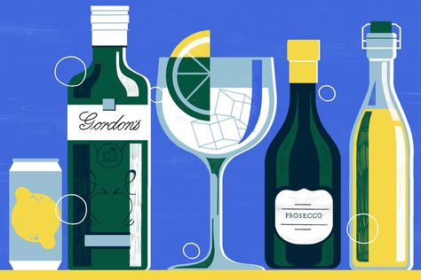 Gin cocktails by Folio Illustration Agency on Dribbble Gordon's Gin, Cocktail Illustration, Food Sketch, Motion Graphics Inspiration, Illustration Agency, Gin Cocktails, Soju Bottle, Food Illustrations, Motion Design