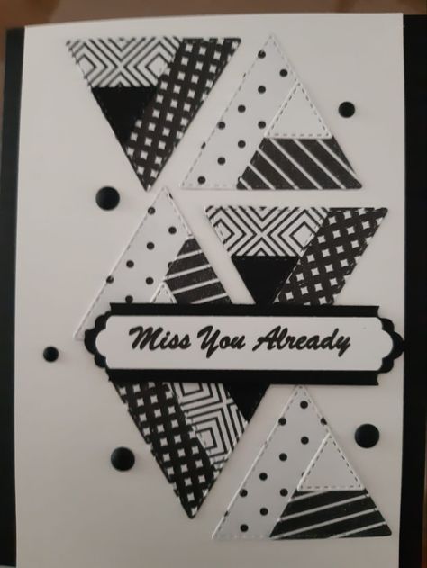 Triangle Cards, Triangle Patchwork, Patchwork Cards, Miss You Already, Shaped Cards, Stamping Ideas, Stampin Up Cards, Handmade Cards, Miss You