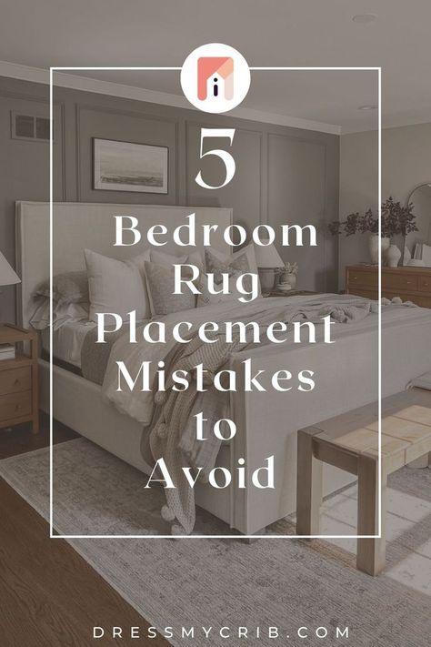 Are you confused about how to place your rug or what size you should choose for your neutral bedroom decor? Here are 5 common master bedroom rug placement mistakes to avoid. Bedroom rug size and rug placement guide for natural bedroom that will help you create a seamless bedroom interior. Don't struggle with whether you should put bedroom rugs under bed, find the best bedroom rug placements now! Additionally, explore a beautiful collection of neutral rugs, vintage rugs, farmhouse rugs and more. Area Rug Under King Size Bed, Rug Under King Size Bed, Bed Rug Placement, Neutral Bedrooms With Pop Of Color, Bedroom Rugs Under Bed, Rug Under Bed, Bedroom Rug Placement, Decorating Your Bedroom, Bedroom Rug Size