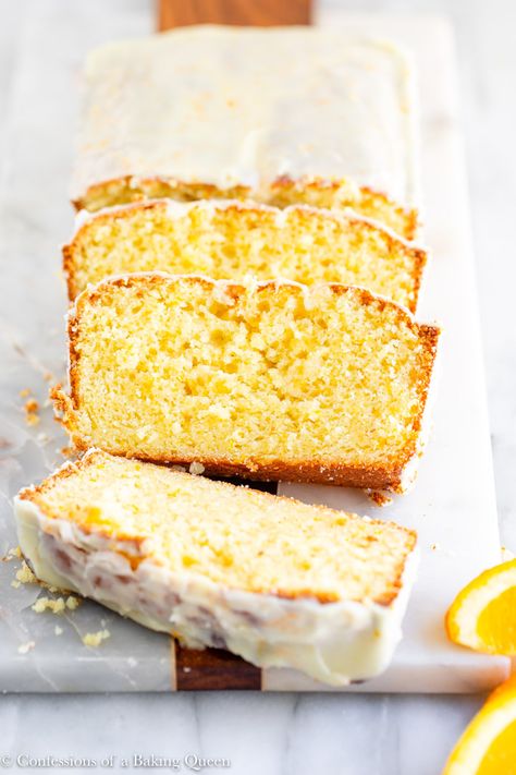 Sweet, soft, and full of orange flavor this orange loaf cake is perfect for an afternoon treat. This loaf cake is made simple and fast then topped with a gorgeous orange glaze. #orangeloafcake #orangecake #orangebread #orangeglaze Orange Loaf, Orange Loaf Cake, Cheesecake Oreo, Lemon Loaf Cake, Loaf Cake Recipes, Easy Gluten Free Desserts, Homemade Snickers, Cookies Bars, Orange Glaze