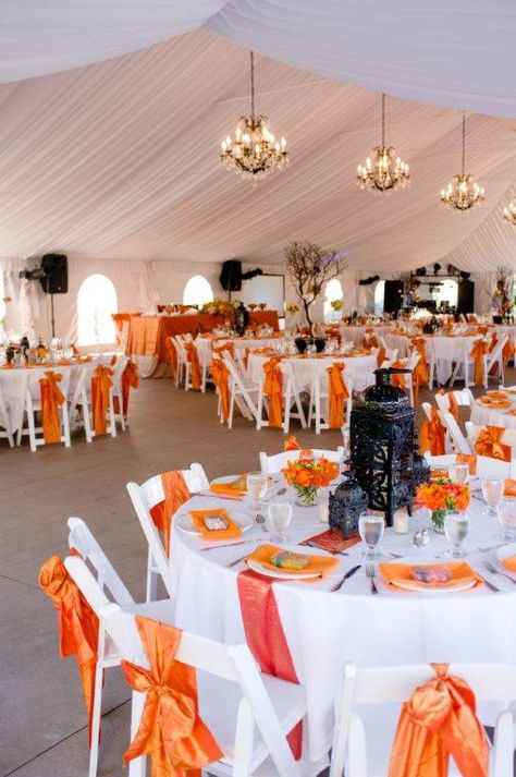 White Gold Orange Wedding Table Settings, Blue Orange Weddings, Orange Wedding Decorations, Green Moodboard, Orange Weddings, Grad 2023, 2023 Decor, Table Rentals, Chair Rentals