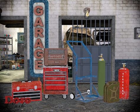 Ron's Garage Part 3 | Patreon Auto Mechanics Tools, Garage Clutter, Sims Finds, Custom Cast, Sims 4 Patreon, Mechanic Shop, Sims Builds, Sims 4 Body Mods, Object Drawing