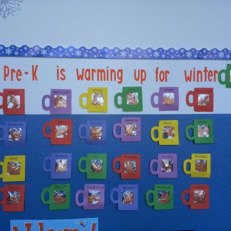 Hot chocolate Hot Coco Bulletin Board Ideas, Hot Cocoa Bulletin Board Ideas For Kids, Hot Cocoa Door Decorations For School, Hot Chocolate Bulletin Board Ideas, Hot Chocolate Bulletin Board, Classroom Window Display, Hot Cocoa Bulletin Board, Infant Bulletin Board, Board Ideas For Preschool