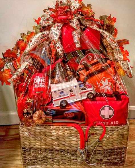 First Aid, CPR, First Responder Rescue, Medical, Gift Basket Raffle Gift Basket Ideas, Silent Auction Basket, Thank You Baskets, First Aid Cpr, Auction Basket, Raffle Basket, Auction Baskets, Cute Mothers Day Gifts, Blood Drive