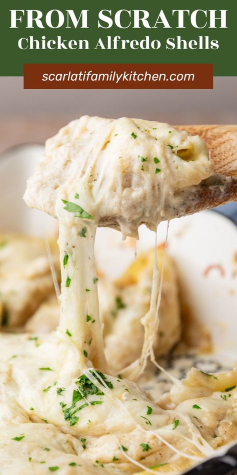 If you are looking for warm, cheesy comfort food, this recipe will hit the spot! These Cheesy Baked Chicken Alfredo Stuffed Shells are one of our family favorite comfort food recipes put together in no time with a homemade sauce! Baked Cheesy Chicken, Baked Chicken Alfredo, Baked Tortellini Alfredo, Cheesy Chicken Alfredo, Hearty Pasta Recipes, Alfredo Stuffed Shells, Chicken Alfredo Stuffed Shells, Cheesy Baked Chicken, Grilled Broccolini