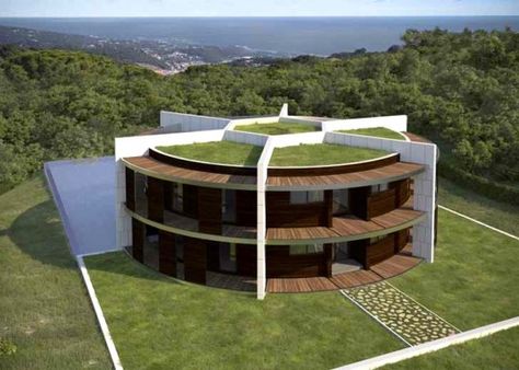 Architect Designs a Soccer Ball-Shaped House for Famous Footballer ... Lionel Messi House, Samuel Eto'o, Eco Architecture, Luxury Pools, Modern Architecture House, Round House, Architect House, Eco House, Sustainable Architecture