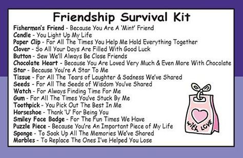 Friendship Survival Kit In A Can. Novelty Fun Gift For A Special Friend. Best Friend Card & Present All In One. Birthday, Christmas, Just Because. Customise Your Can Colour. (Purple/Lilac) Friends Survival Kit, Presents For Bff, Survival Kit Gifts, Best Friend Cards, Presents For Best Friends, Survival Kits, Friends Diy, Golf R, Super Gifts