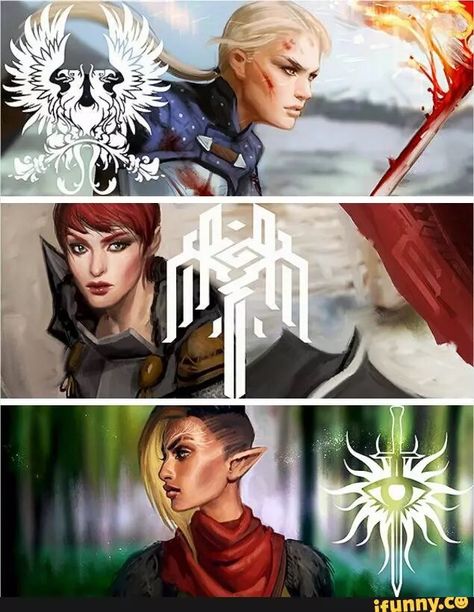 Now that's an epic badass lady trio! :-) ... Kudos to the artist!!! Dragon Age Origins Warden, Dragon Age T Shirt, Dragon Age Characters, Grey Warden, Dragon Age 3, Dragon Age Series, Dragon Age Games, Dragon Age Origins, Dragon Age 2