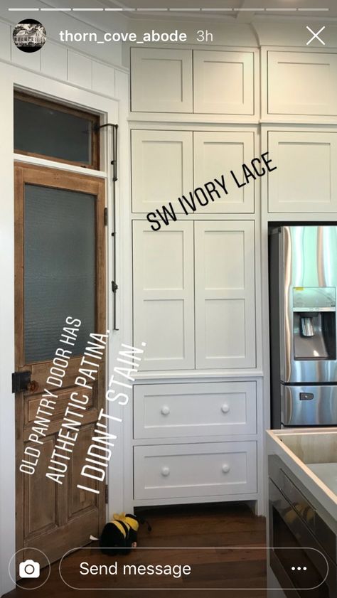 SW ivory lace top cabinets Sherwin Williams Ivory Lace Cabinets, Ivory Lace Sherwin Williams Cabinets, Ivory Lace Kitchen Cabinets, Sw Ivory Lace, Fixxer Upper, Ivory Cabinets, Top Cabinets, Ivory Lace Top, Two Tone Cabinets