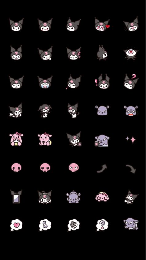 Kuromi Expressions, Kuromi Theme, Htc Wallpaper, Ios 8, Iphone App Layout, App Layout, Anime Expressions, Hello Kitty Iphone Wallpaper, Iphone Layout