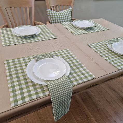 Gingham Table Runner, Gingham Curtains, Ruffled Tablecloth, Plaid Table Runner, Placemats And Napkins, Gingham Tablecloth, Checkered Tablecloth, Plaid Tablecloth, Dining Table Accessories