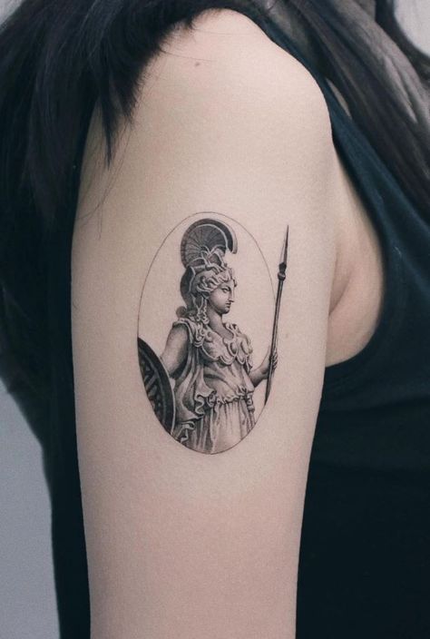 100  Insanely Crazy Black & Gray Tattoos That Are Truly Inspiring - TheTatt Diana Tattoo, Artemis Tattoo, Athena Tattoo, Goddess Diana, Mens Body, History Tattoos, Statue Tattoo, Greek Mythology Tattoos, Mythology Tattoos