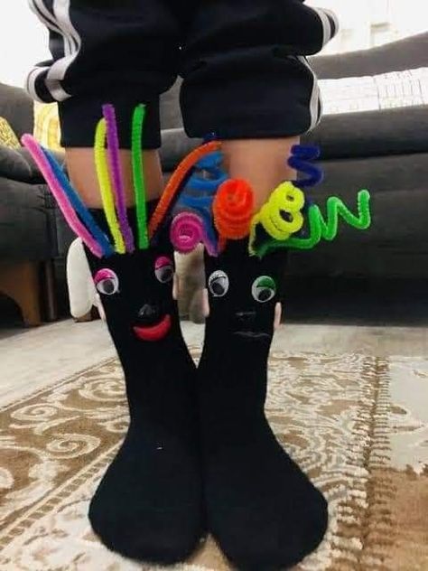 Crazy Day At School Outfits, Crazy Sock Day Ideas Diy, Diy Crazy Socks For School, Silly Sock Day Ideas, Crazy Socks Day Diy, Diy Crazy Socks, Crazy Socks Day At School, Crazy Sock Diy, Crazy Sock Day Ideas