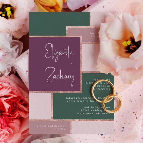 Emerald Green Rose Gold Wedding, Rose Gold Wedding Invitation, Paper Nest, Popular Wedding Invitations, Rose Gold Wedding Invitations, Geometric Wedding Invitation, Gold Wedding Invitation, Wedding Invitation Card Template, Foil Wedding Invitations