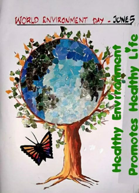 Earth Day Collage Art Projects, Environment Day Collage Ideas, Save Environment Collage, Collage On Save Environment, Save Earth Collage Making, Environment Collage Ideas, Collage On Environment, Environment Chart Ideas, Collage Art Environment